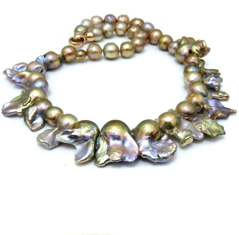 Natural Colours Fireball and Ripple Pearls Necklace.